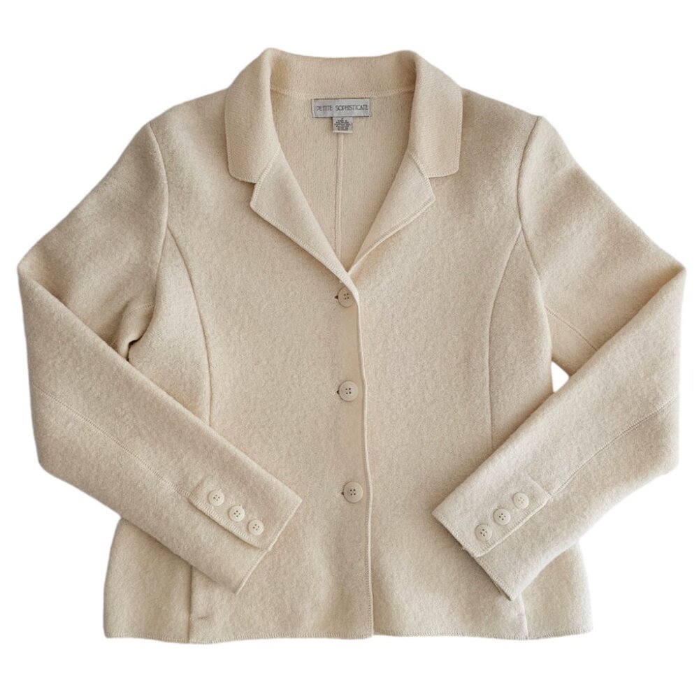 Petite Sophisticate 100% Boiled Wool Jacket | Like New | XSP | Cream - Picture 2 of 16